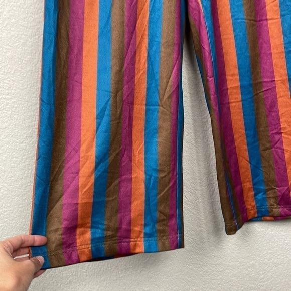 Miss Lulo Kai Autumn Stripes Wide Leg Pull On Pants Smocked Waist Sz XL - Picture 5 of 11